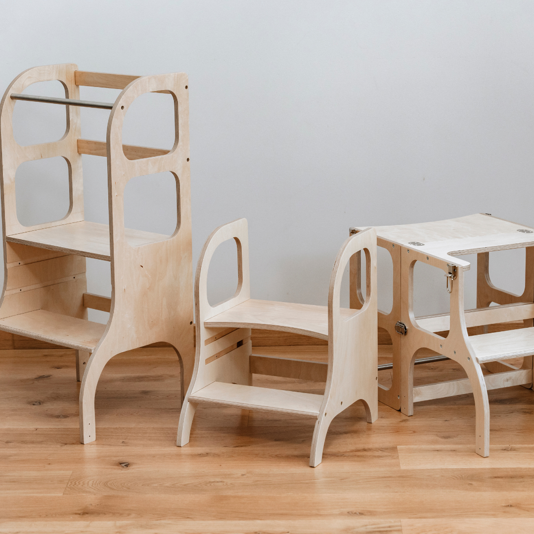 Montessori Justerbar Lackerad Stegpall i Trä För Barn (& vuxna)