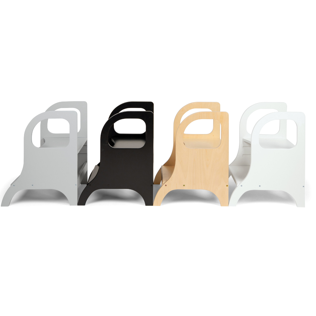 Montessori Justerbar Grå Stegpall i Trä För Barn (& vuxna)