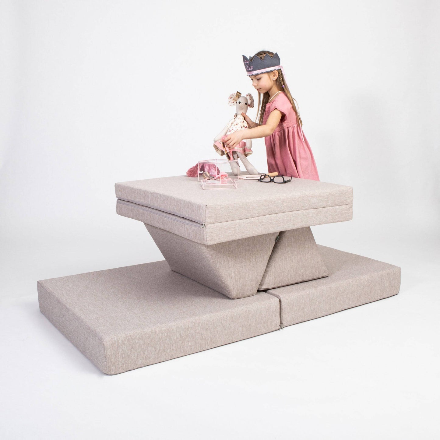 Montessori Beige Block Barnsoffa / Leksoffa - Från 1 - 16 år