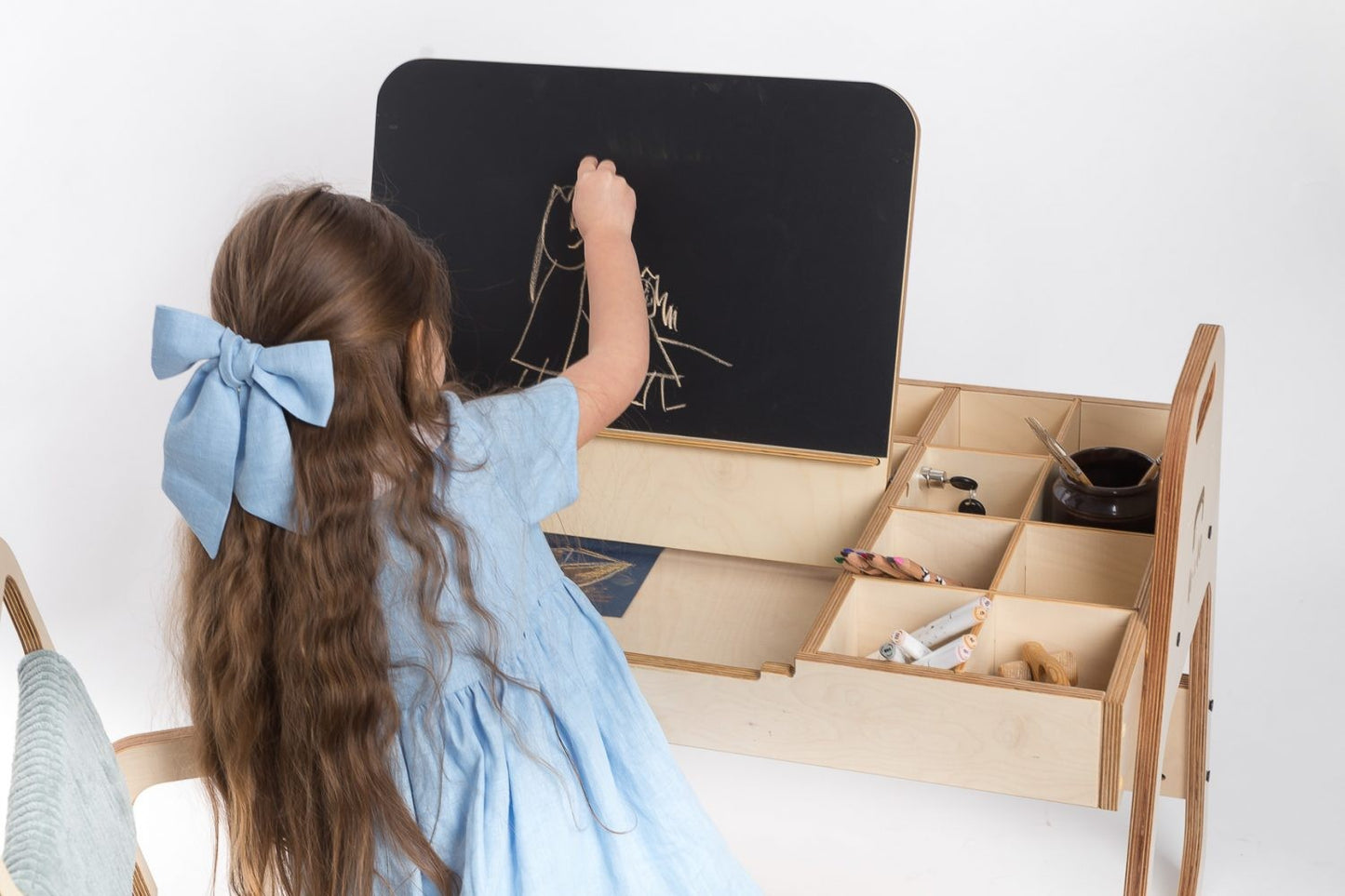 Justerbar Montessori Stol & Skrivbord Set i Trä för Barn - Rosa - Julle