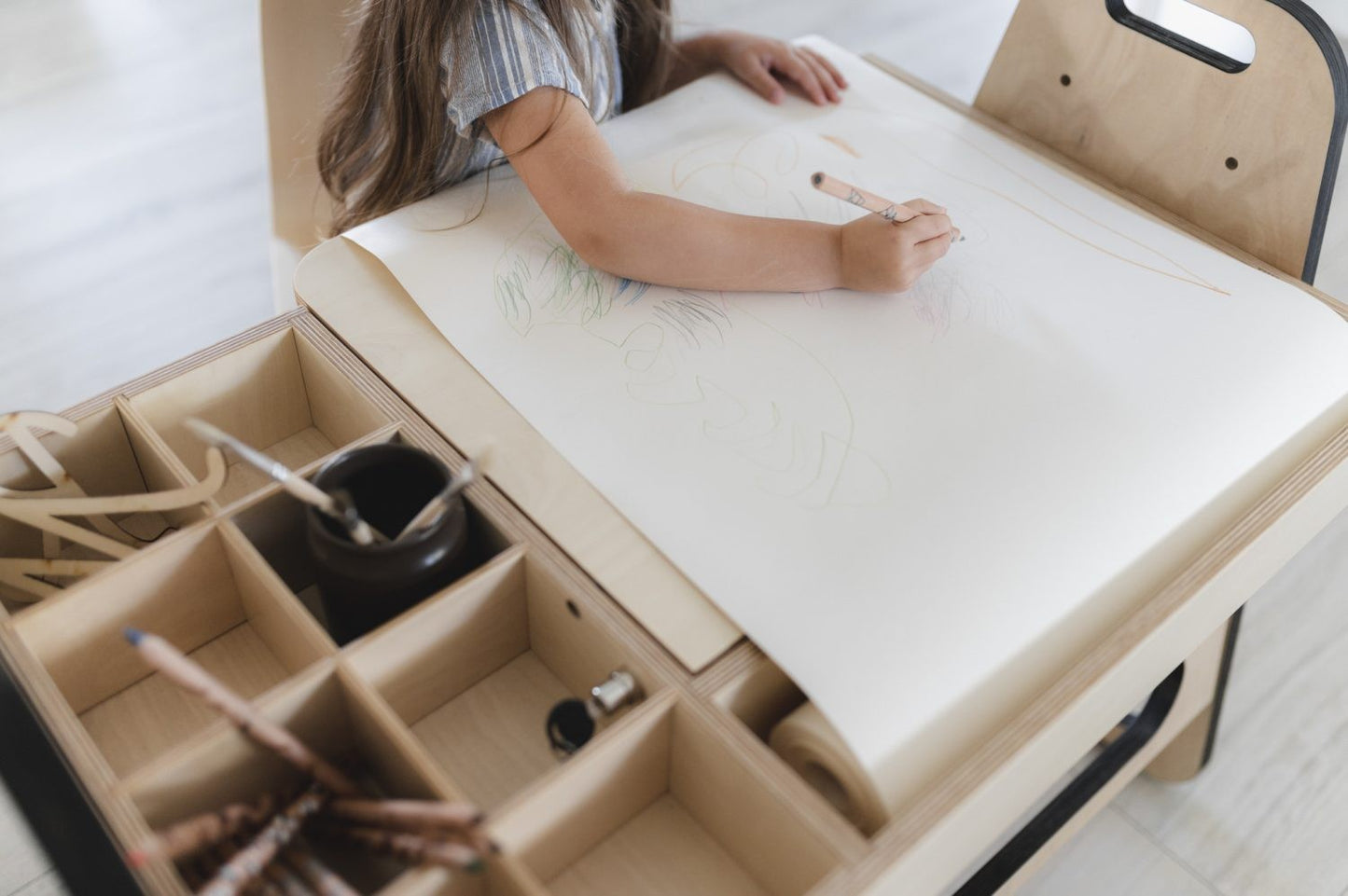 Justerbar Montessori Stol & Skrivbord Set i Trä för Barn - Rosa - Julle