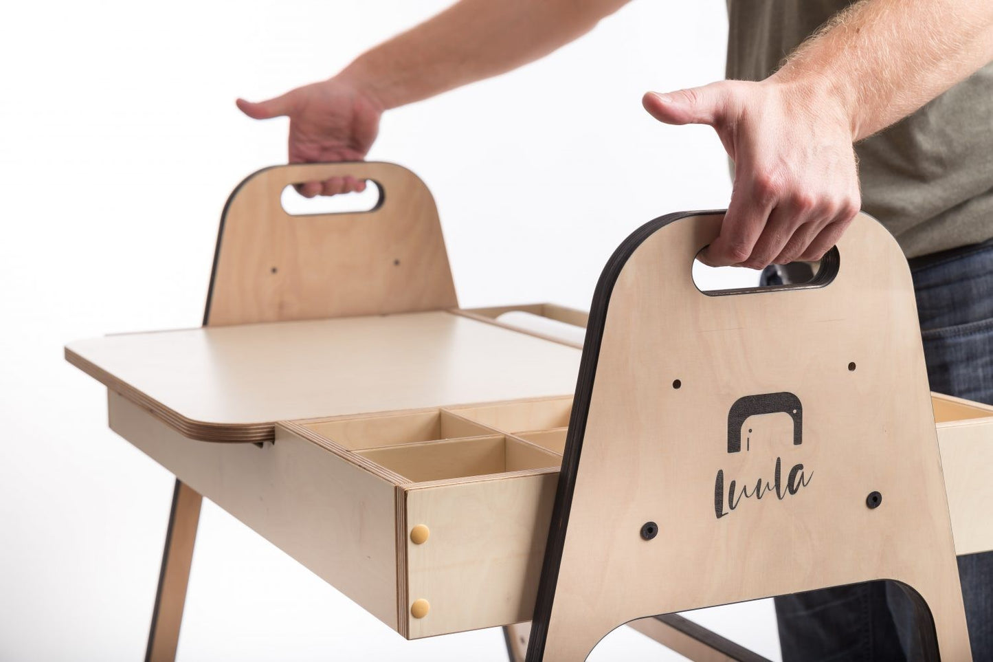 Justerbar Montessori Stol & Skrivbord Set i Trä för Barn - Rosa - Julle