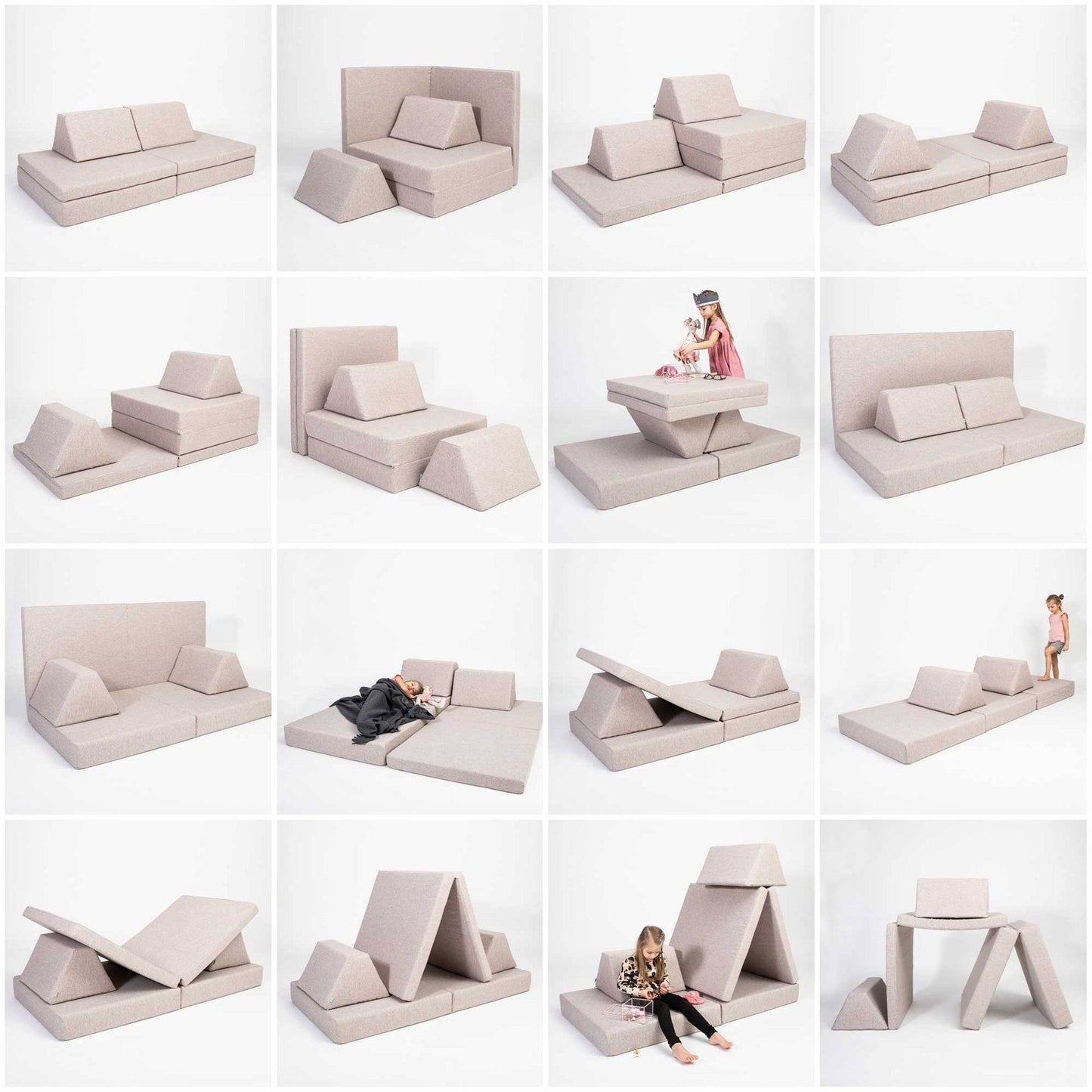 Montessori Beige Block Barnsoffa / Leksoffa - Från 1 - 16 år