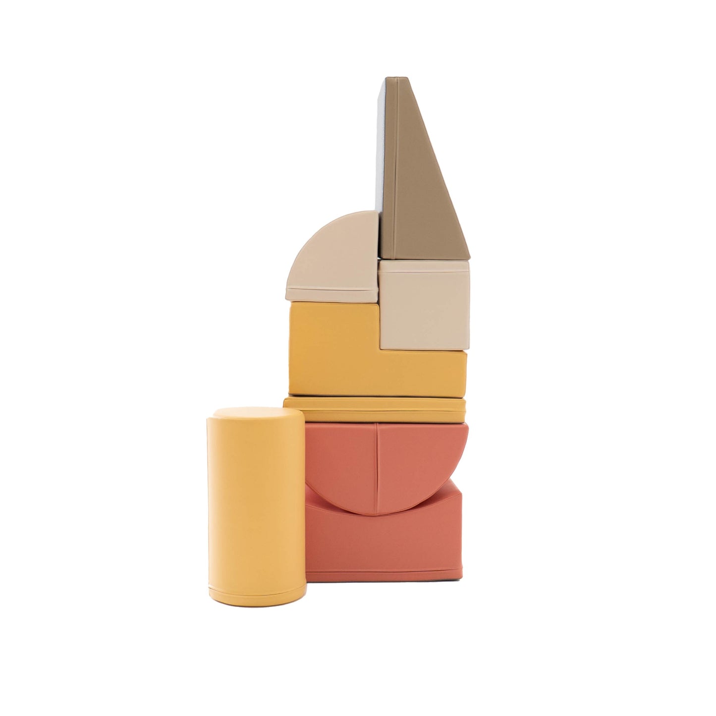 Stora Skum Byggklossar (8 olika delar) - Rosa, Gul & Beige Eko-Läder