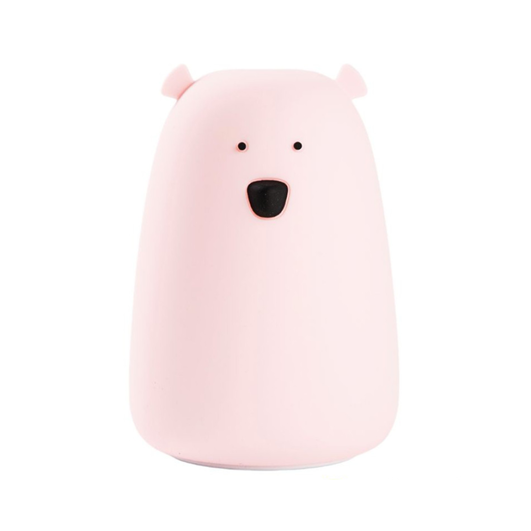 Stor Björn Silikon Nattlampa - Rosa