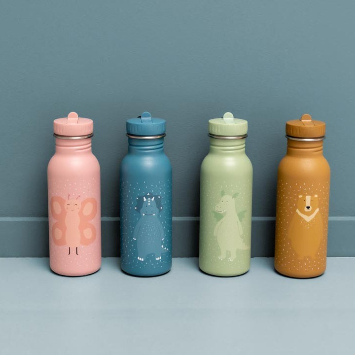 Rostfri Blå Vattenflaska i Stål - 350 ml - Triceratops