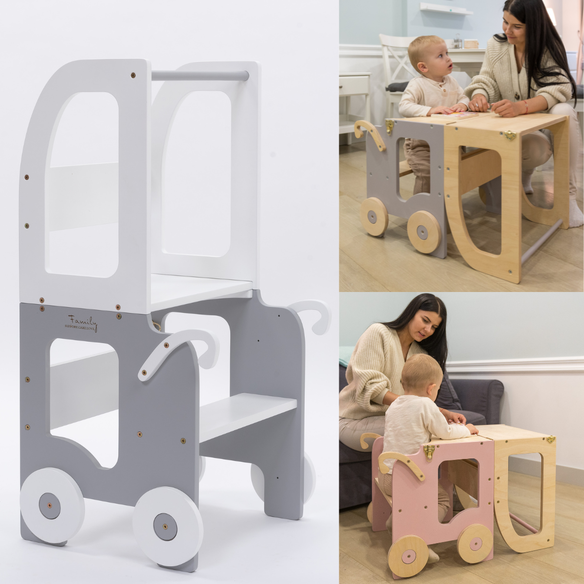 Konvertibel lärotorn / stol och bord