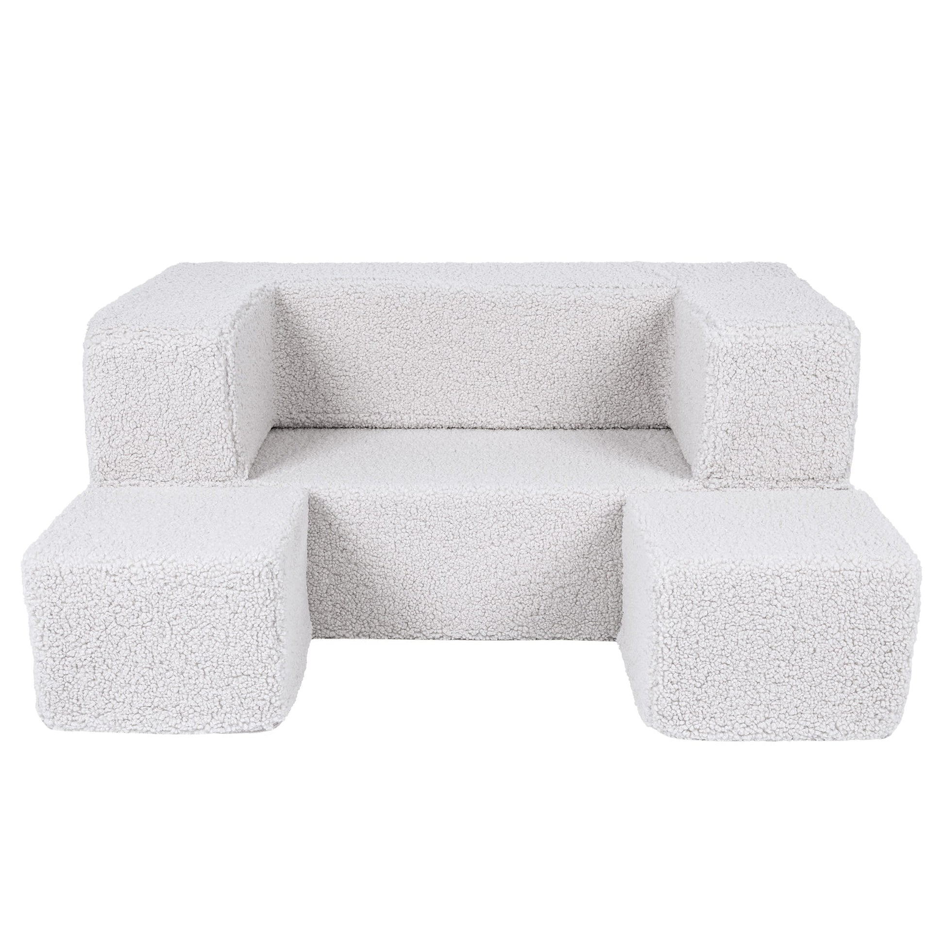 Teddy Block Barnsoffa / Leksoffa i Mjukt Fluffigt Material - Vit