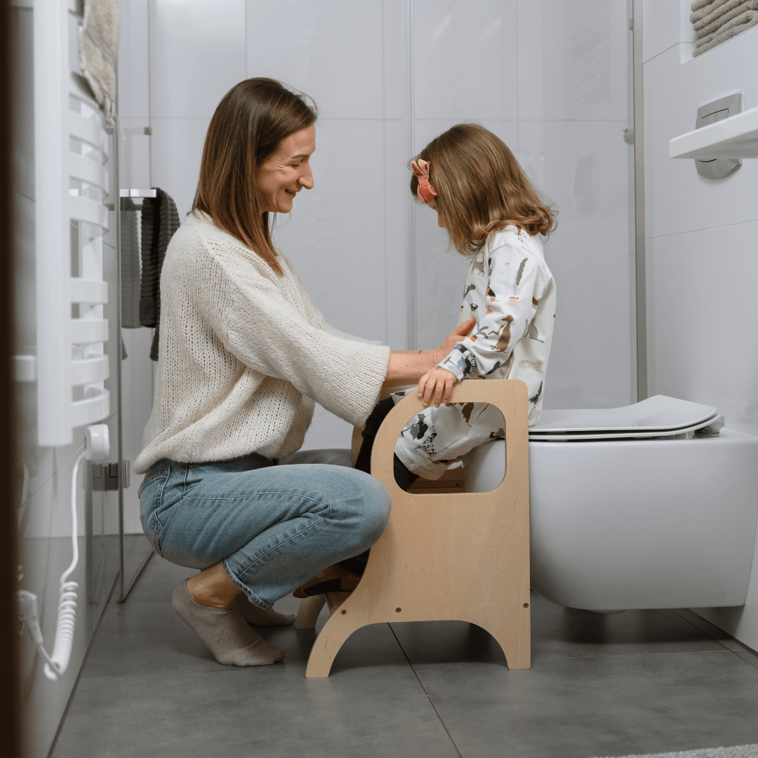Montessori Justerbar Vit Stegpall För Barn (& vuxna) i Trä