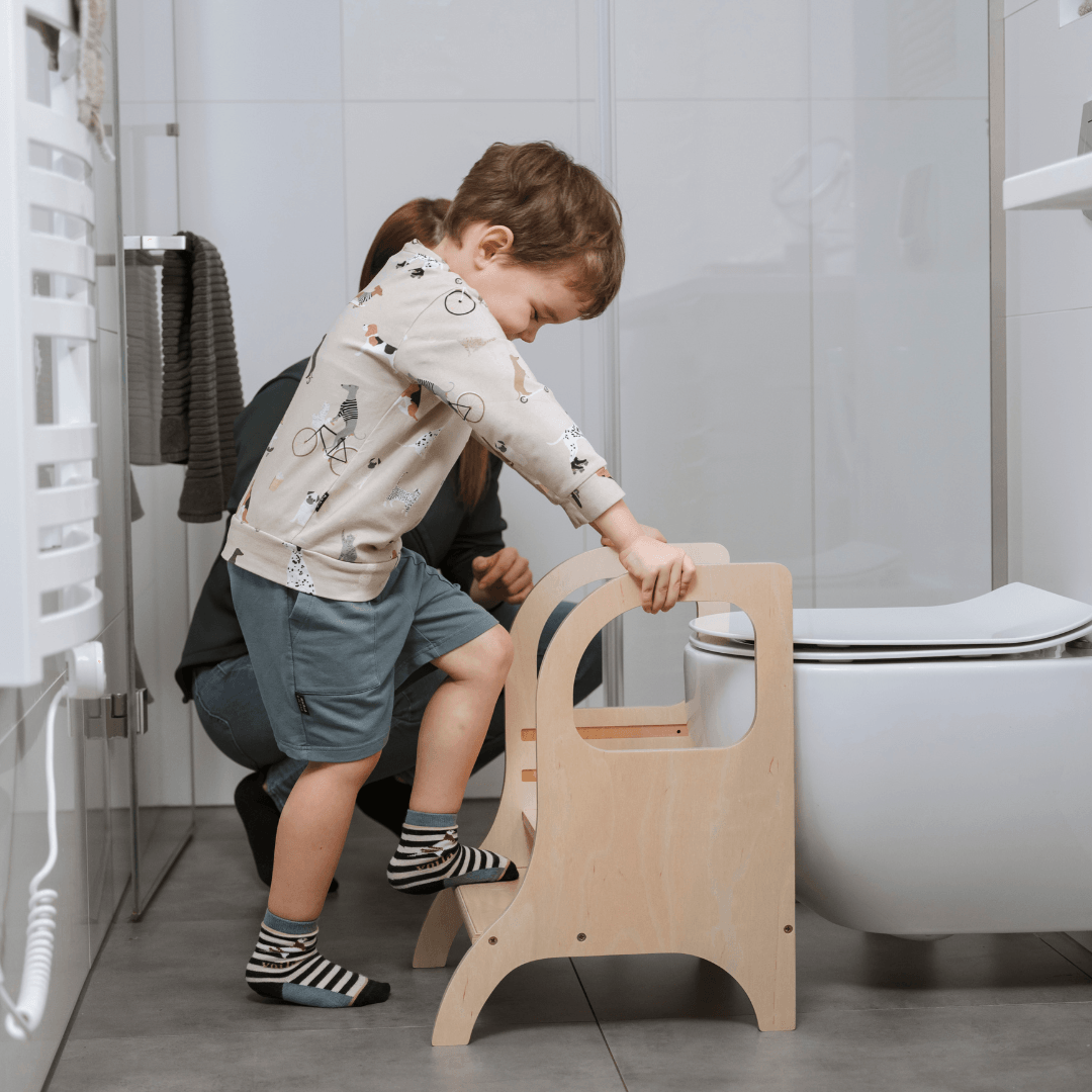 Montessori Justerbar Vit Stegpall För Barn (& vuxna) i Trä