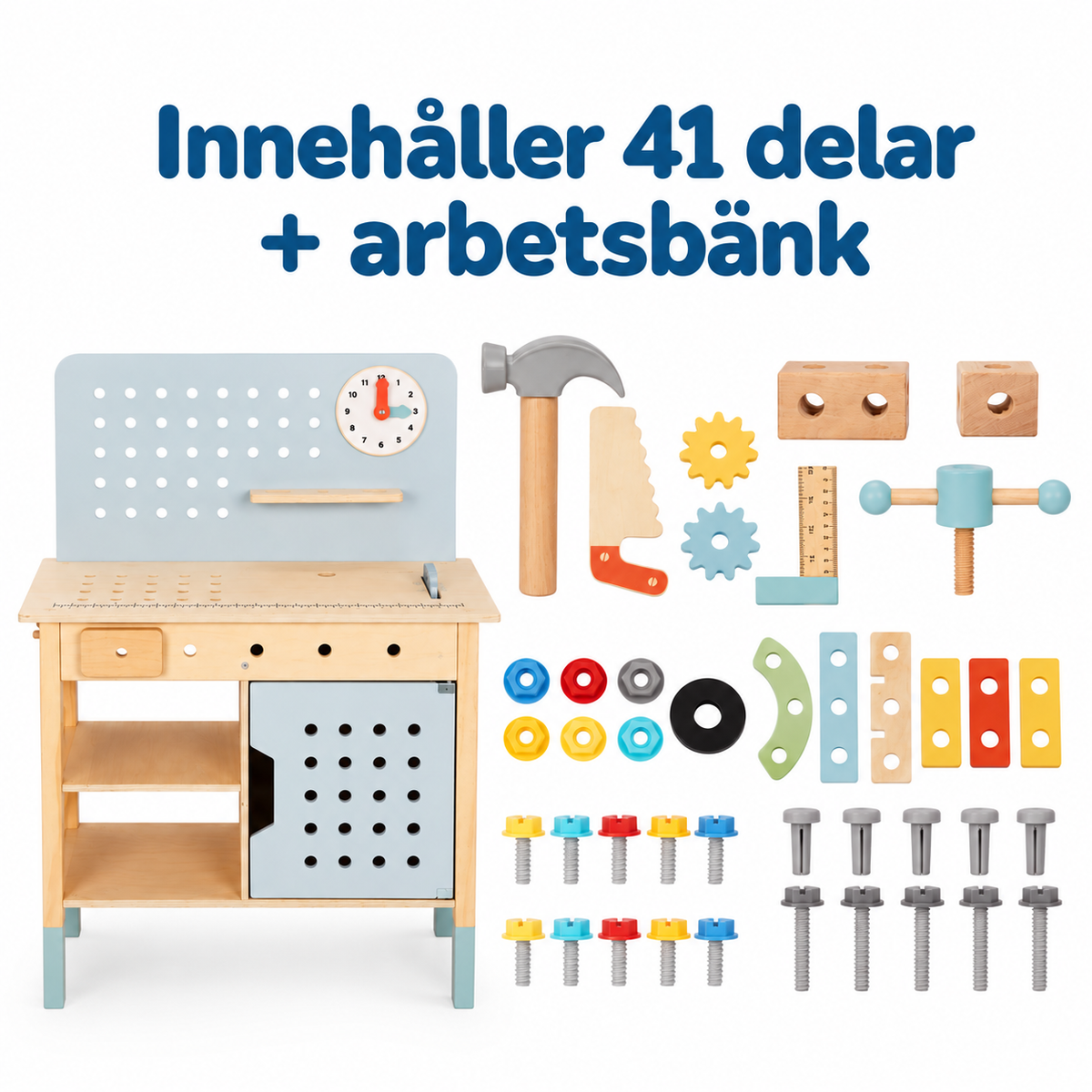 Arbetsbänk / Snickarbänk i Trä för Barn - 41 Delar