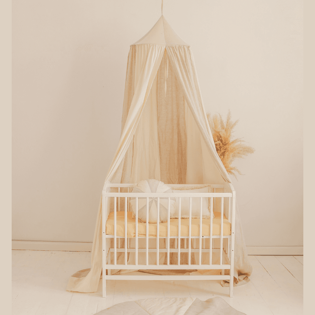 Ekologisk Handgjord Sänghimmel i Kräm & Beige Bomull / Linne