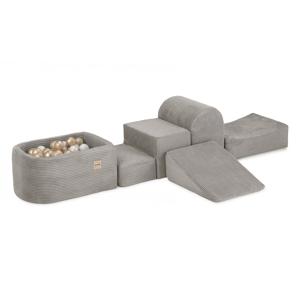 Mjuka Stora Skum Byggklossar & Bollhav (5 olika delar) - Beige Manchestertyg