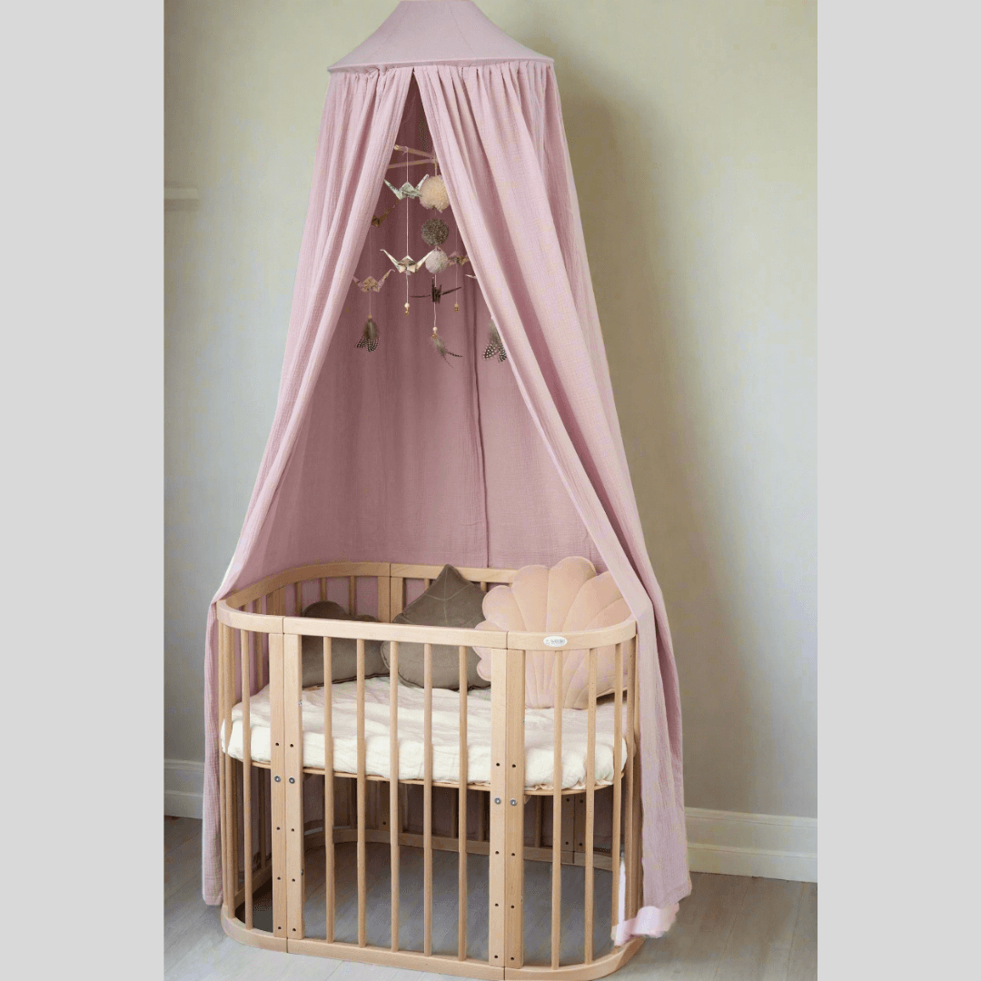 Ekologisk Handgjord Sänghimmel Rosa Bomull