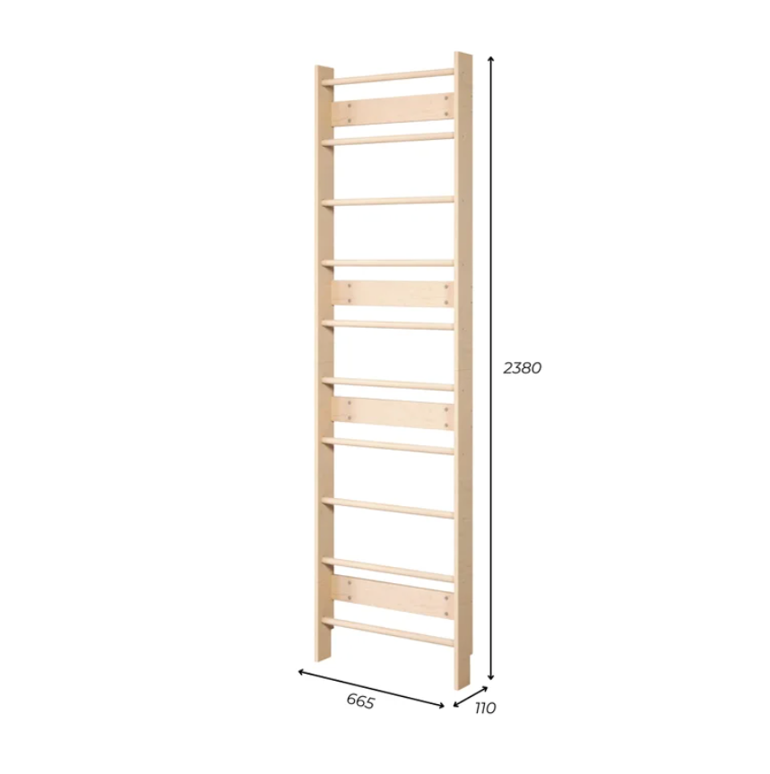 EVERGYM Ribbvägg i Trä För Barn - 238cm x 66.5cm