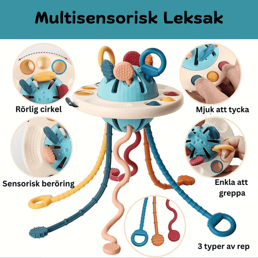 UFO Silikon Dragleksak - Sensorisk aktivitetsleksak & Tygpåse