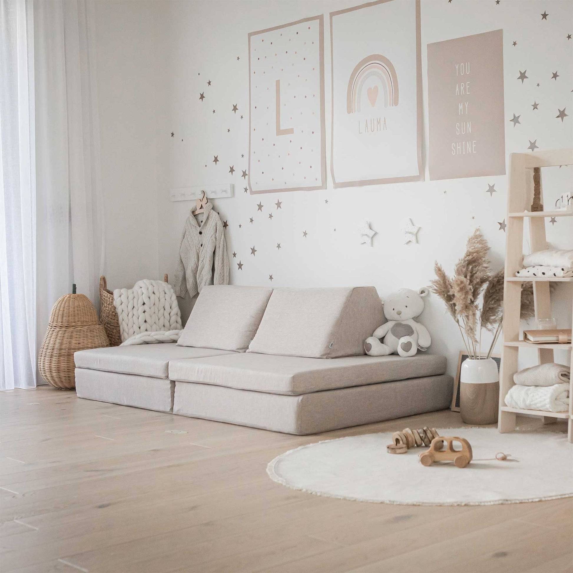 Montessori Beige Block Barnsoffa / Leksoffa - Från 1 - 16 år