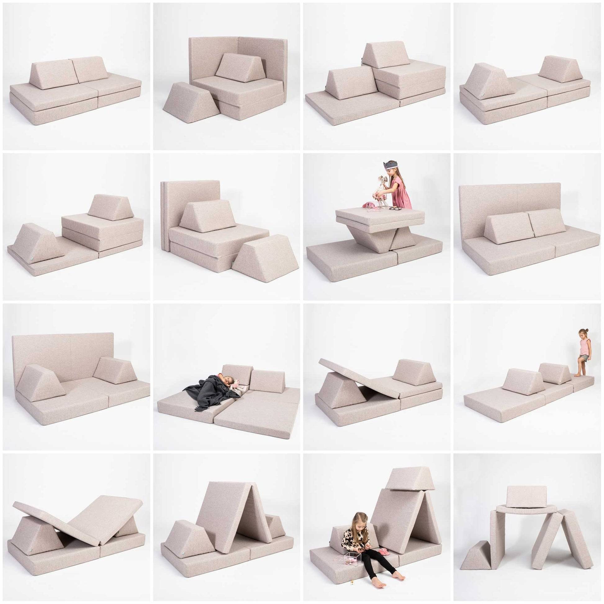 Montessori Beige Block Barnsoffa / Leksoffa - Från 1 - 16 år