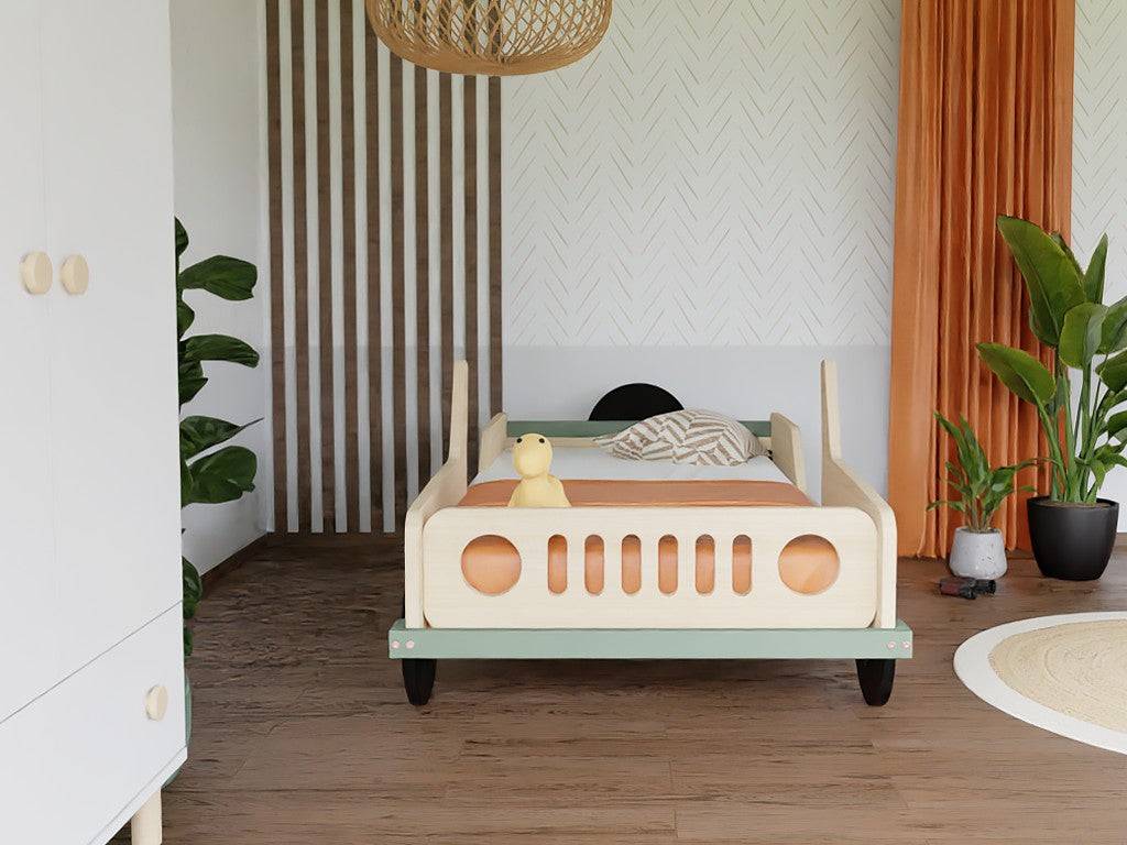 SAFARI Jeep Wooden Children’s Car Bed – 80 × 160 cm