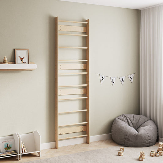 EVERGYM Ribbvägg i Trä För Barn - 238cm x 66.5cm