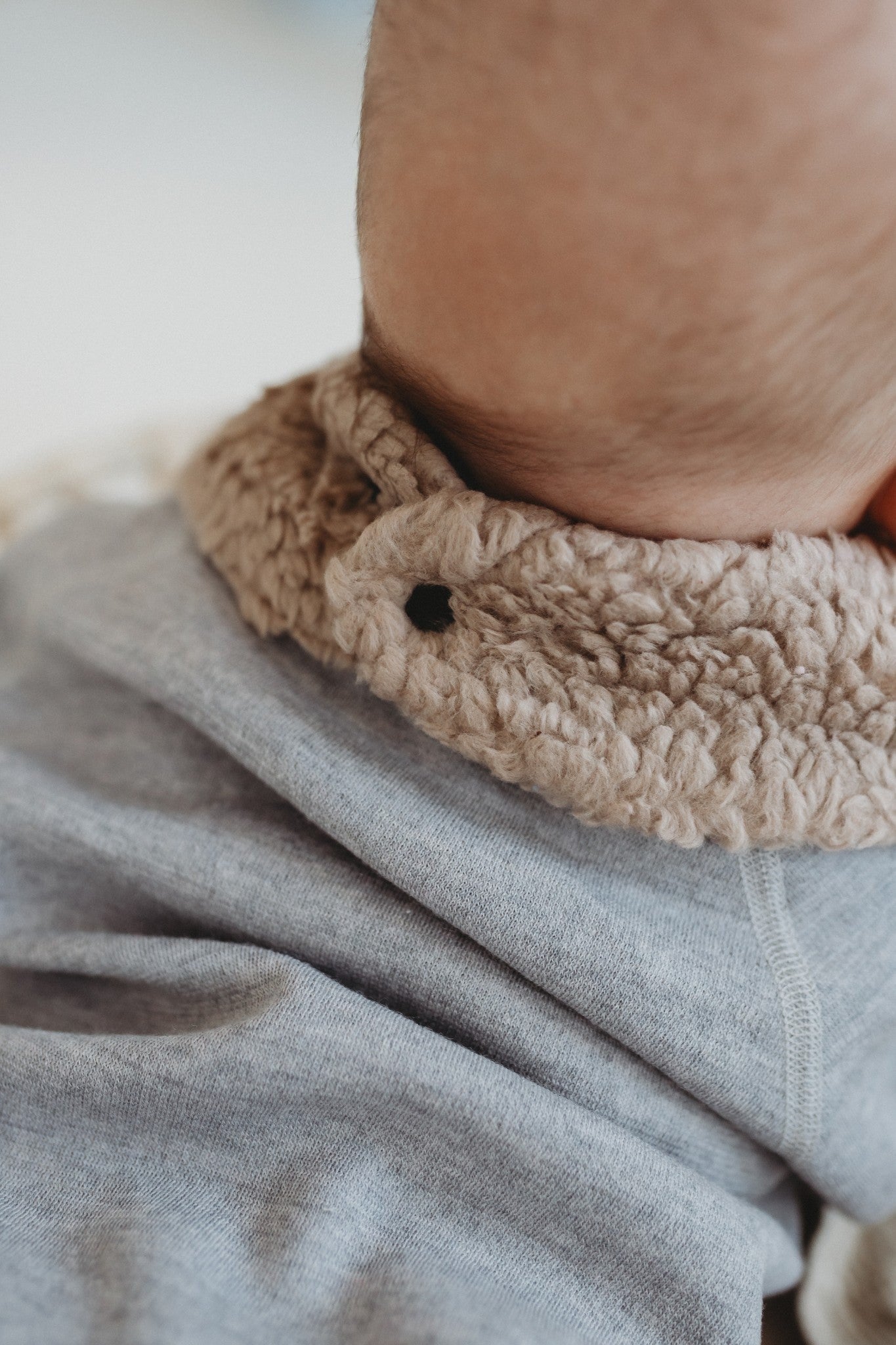 Beige Merino Ull & Bomull Babyhalsduk - Teddytyg