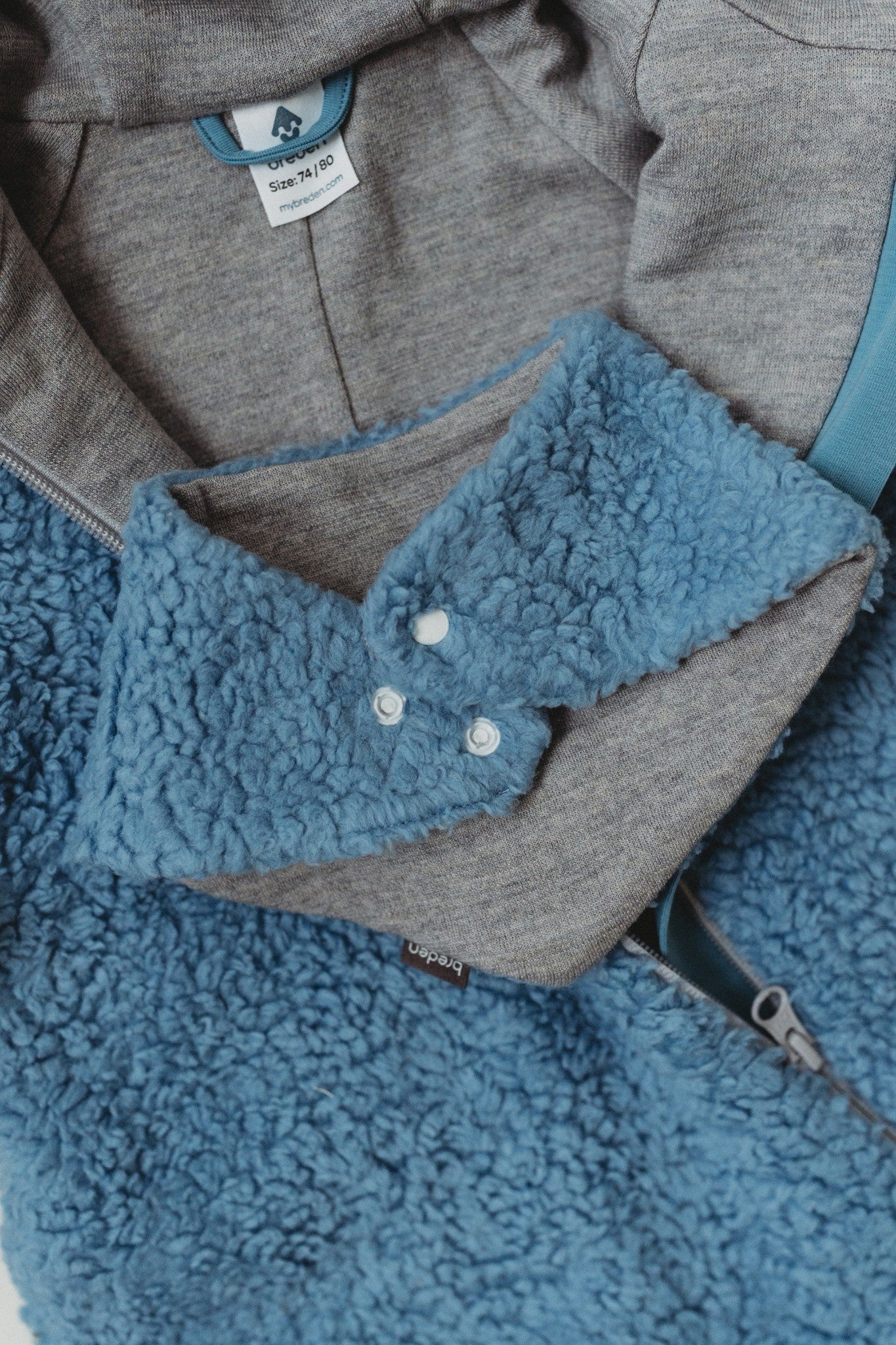 Blå Merino Ull & Bomull Babyhalsduk - Teddytyg