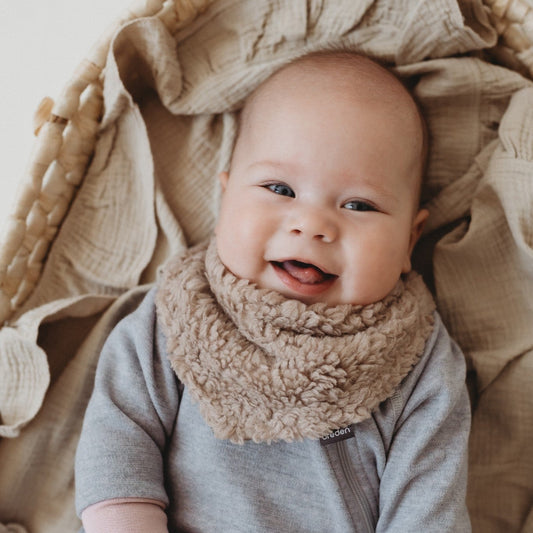 Beige Merino Ull & Bomull Babyhalsduk - Teddytyg