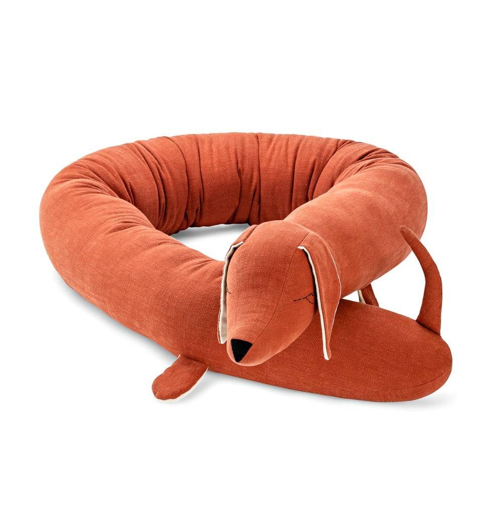 Handgjord Gosedjur & Spjälsängsskydd  - Orange Hund 200cm