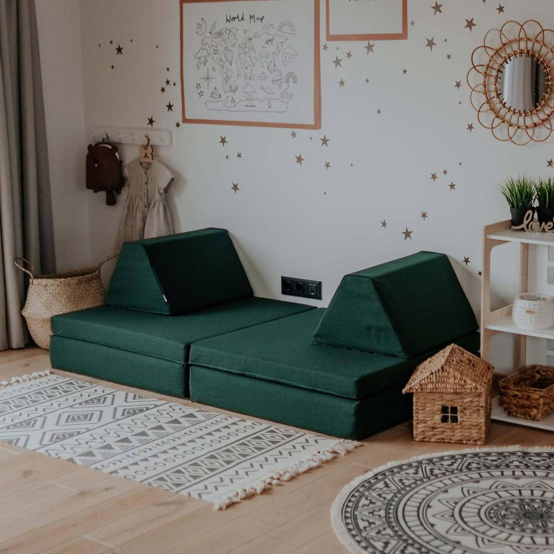 Montessori Grön Block Barnsoffa / Leksoffa - Från 1 - 16 år