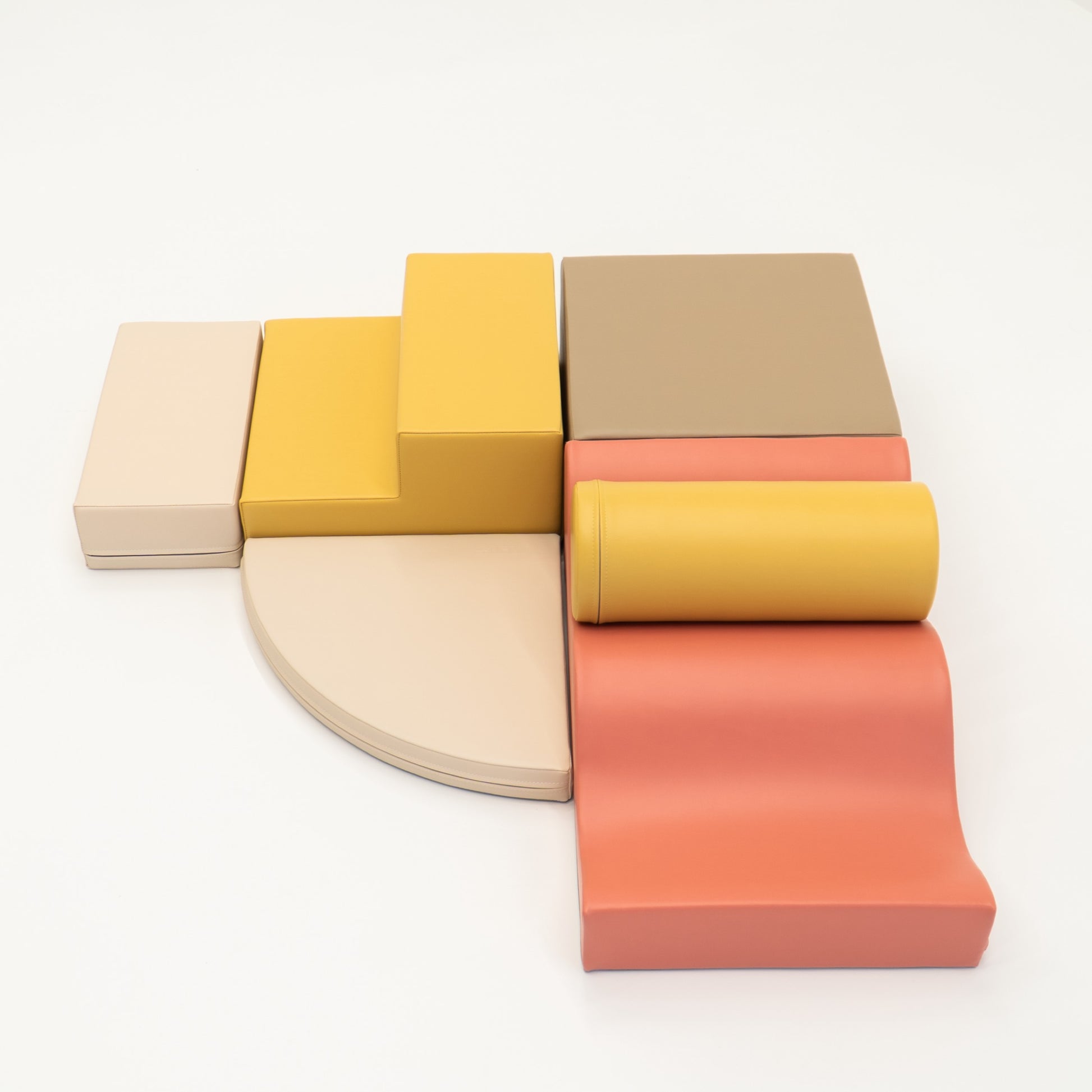Stora Skum Byggklossar (6 olika delar) -  Aprikos, Gul & Beige Eko-Läder