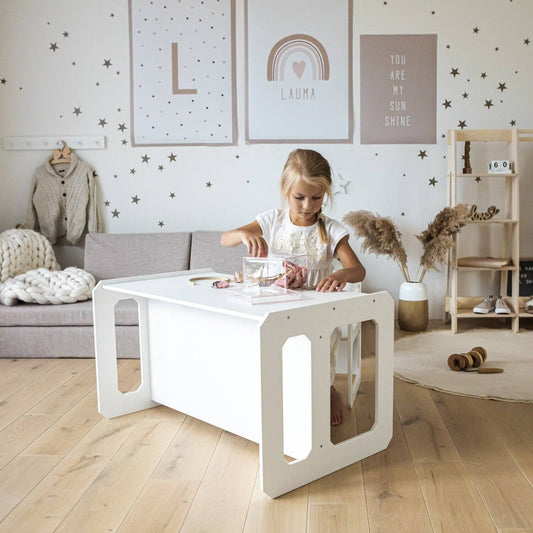 Vit Montessori Avvänjningsbord och 1 Stol
