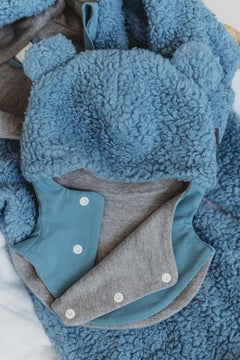 Blå Merino Ull Fodrad Baby Balaklava - Tillverkad i EU