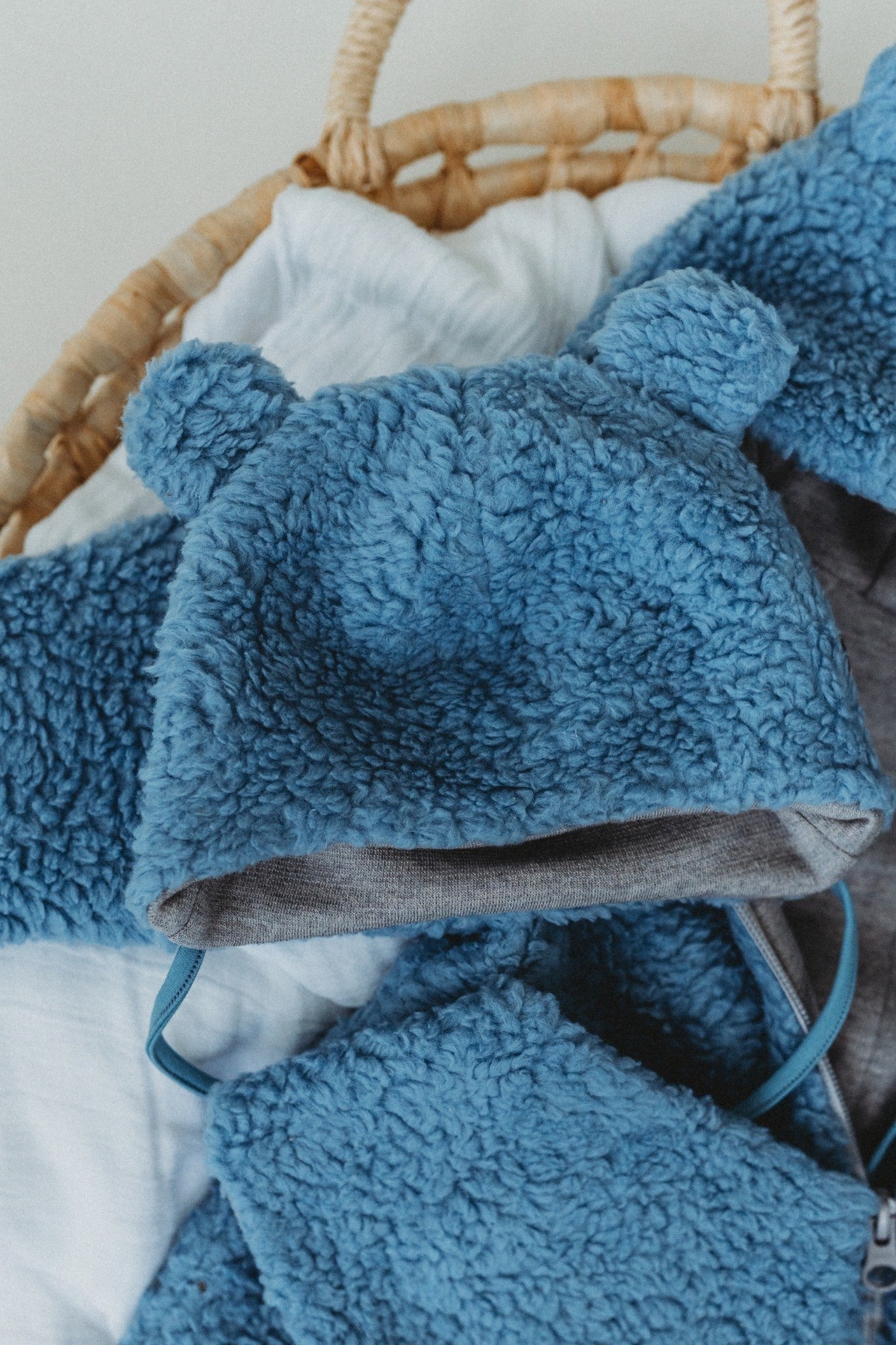 Blå Merino Ull Fodrad Babymössa - Tillverkad i EU