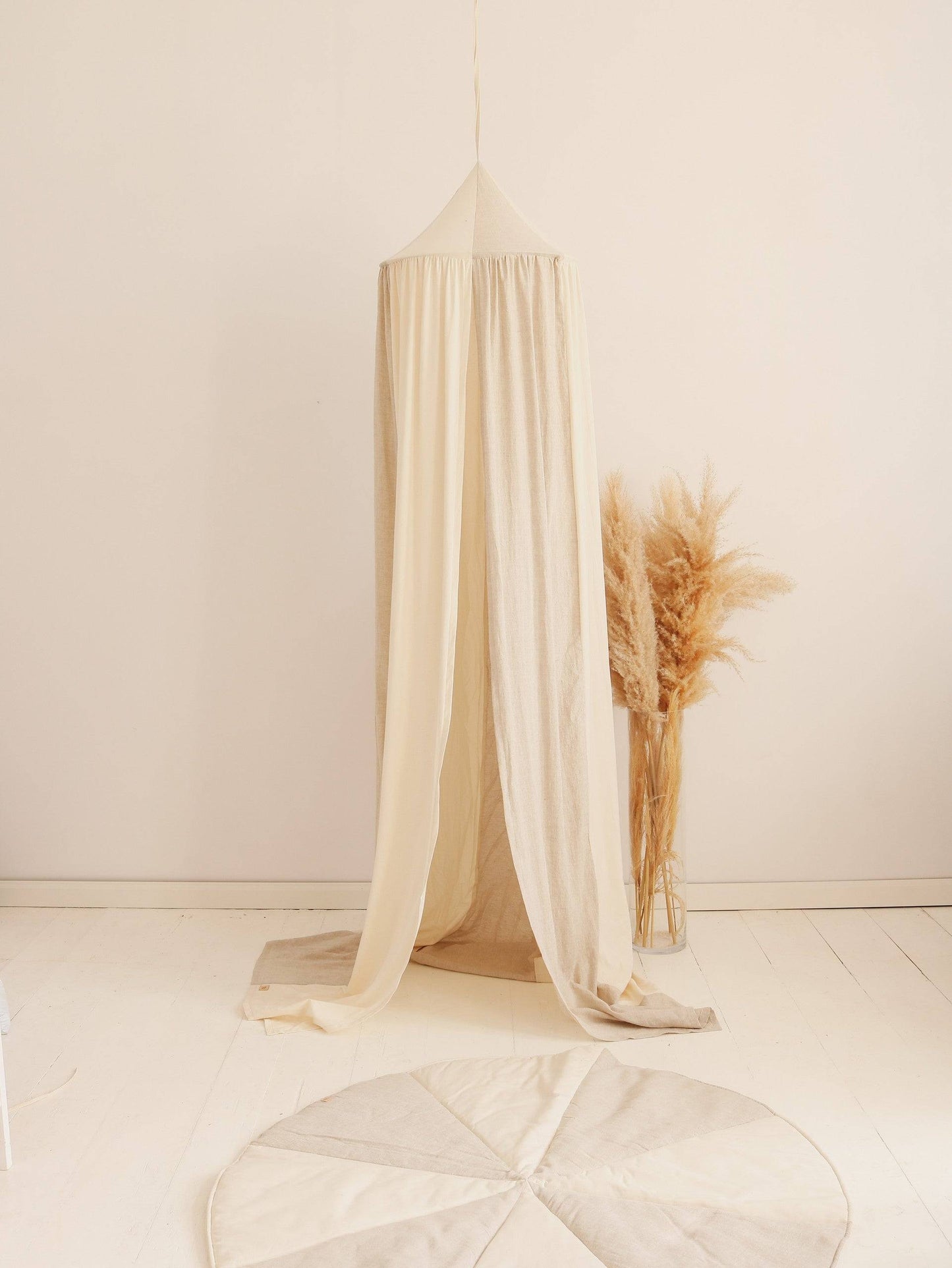 Ekologisk Handgjord Sänghimmel i Kräm & Beige Bomull / Linne