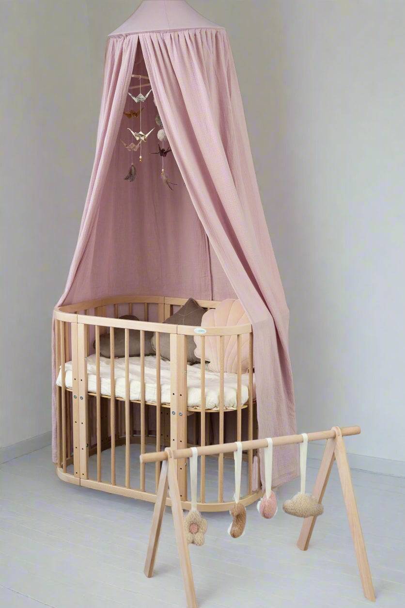 Ekologisk Handgjord Sänghimmel Rosa Bomull