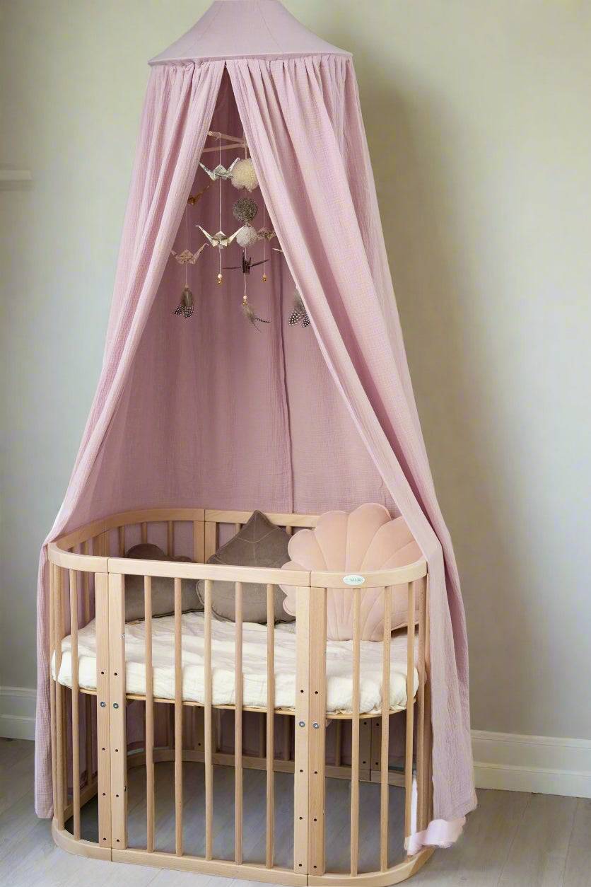 Ekologisk Handgjord Sänghimmel Rosa Bomull