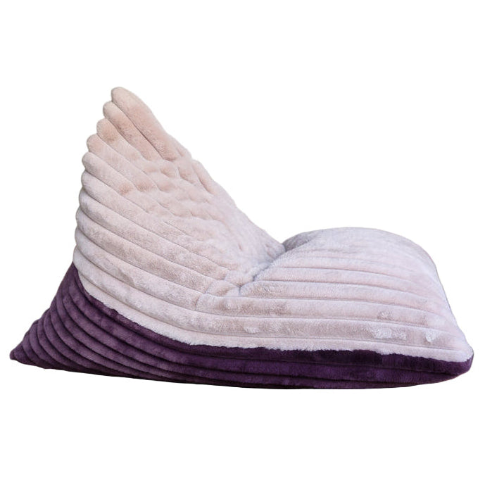 Lila & Beigerosa Saccosäck i Mjuk Räfflad Plysch