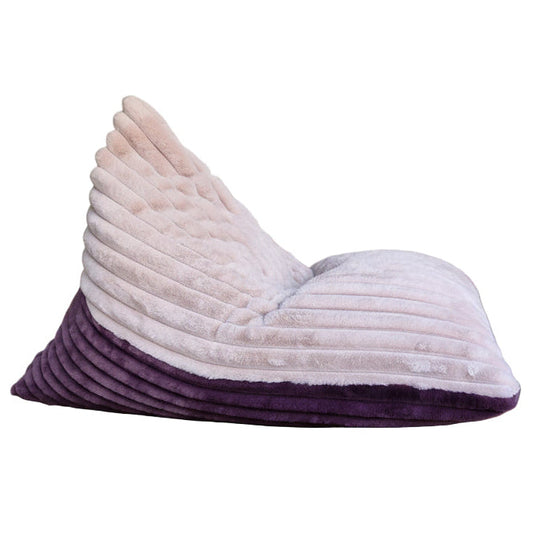 Lila & Beigerosa Saccosäck i Mjuk Räfflad Plysch