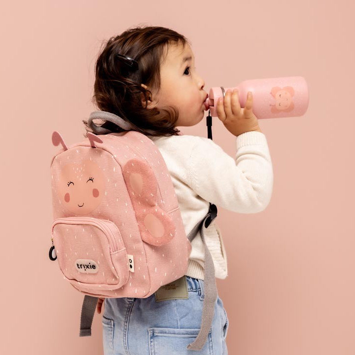 Rostfri Rosa Vattenflaska i Stål - 350 ml - Fjäril