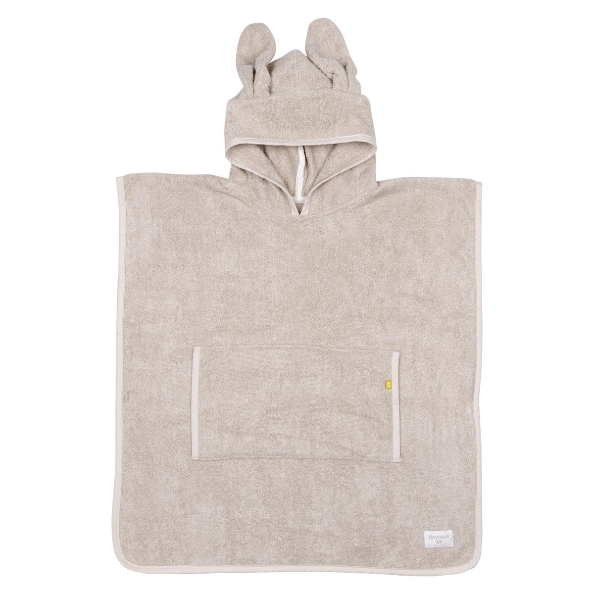 Beige Badponcho för Barn med Huva och Kaninöron – Bomull & Bambu